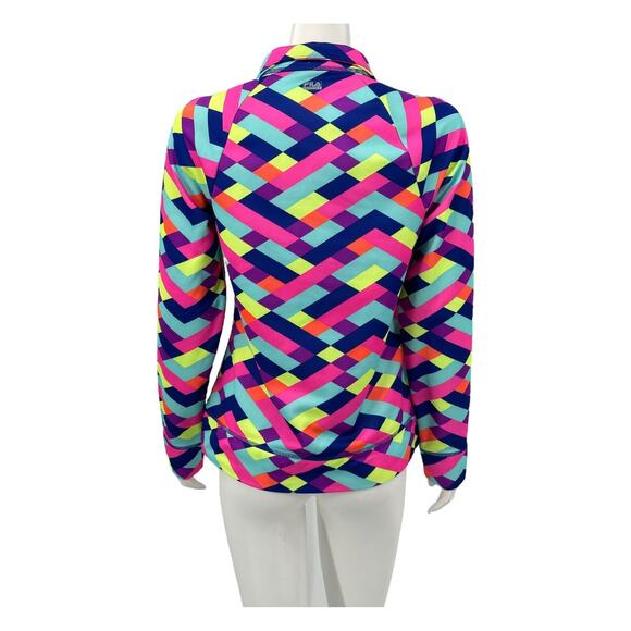 Fila Sport Jacket Womens Small 1/4 Zip Pullover Top‎ Bright Multi Gym Activewear - Picture 5 of 8